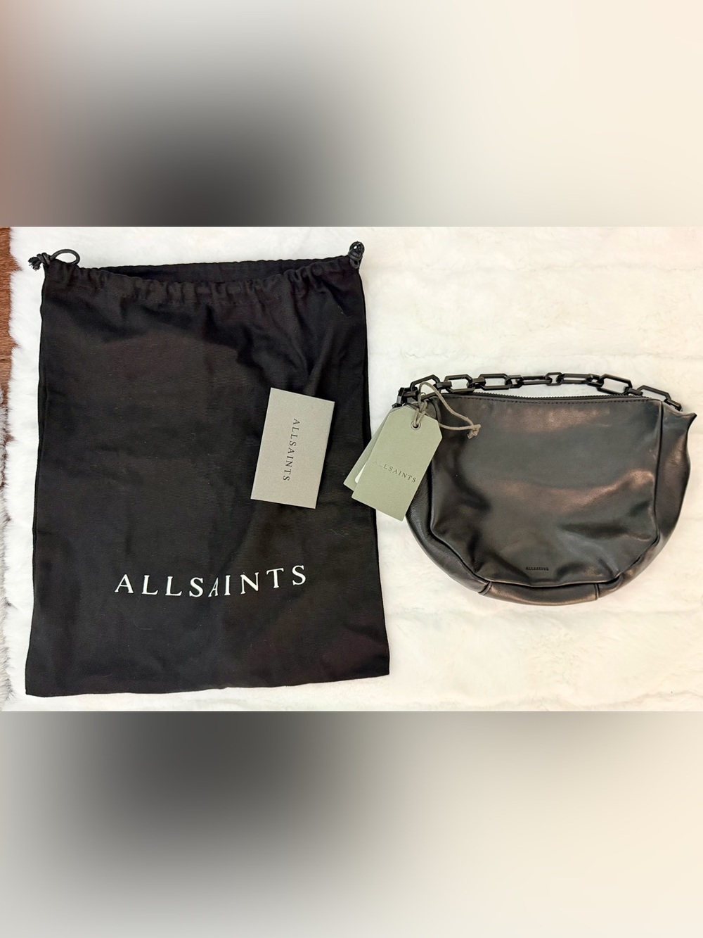 AllSaints Women's Madea Mini Chain Bag black leather NWT